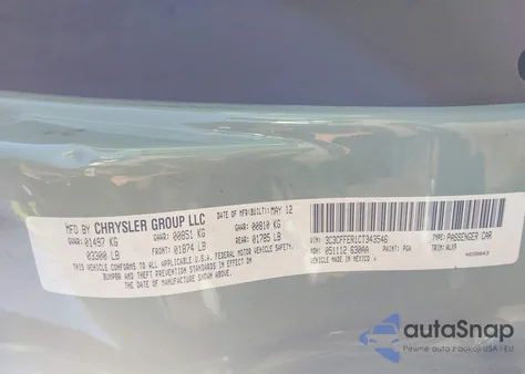 2012 Fiat 500C Lounge z USA, uszkodzony, nr VIN 3C3CFFER1CT343546